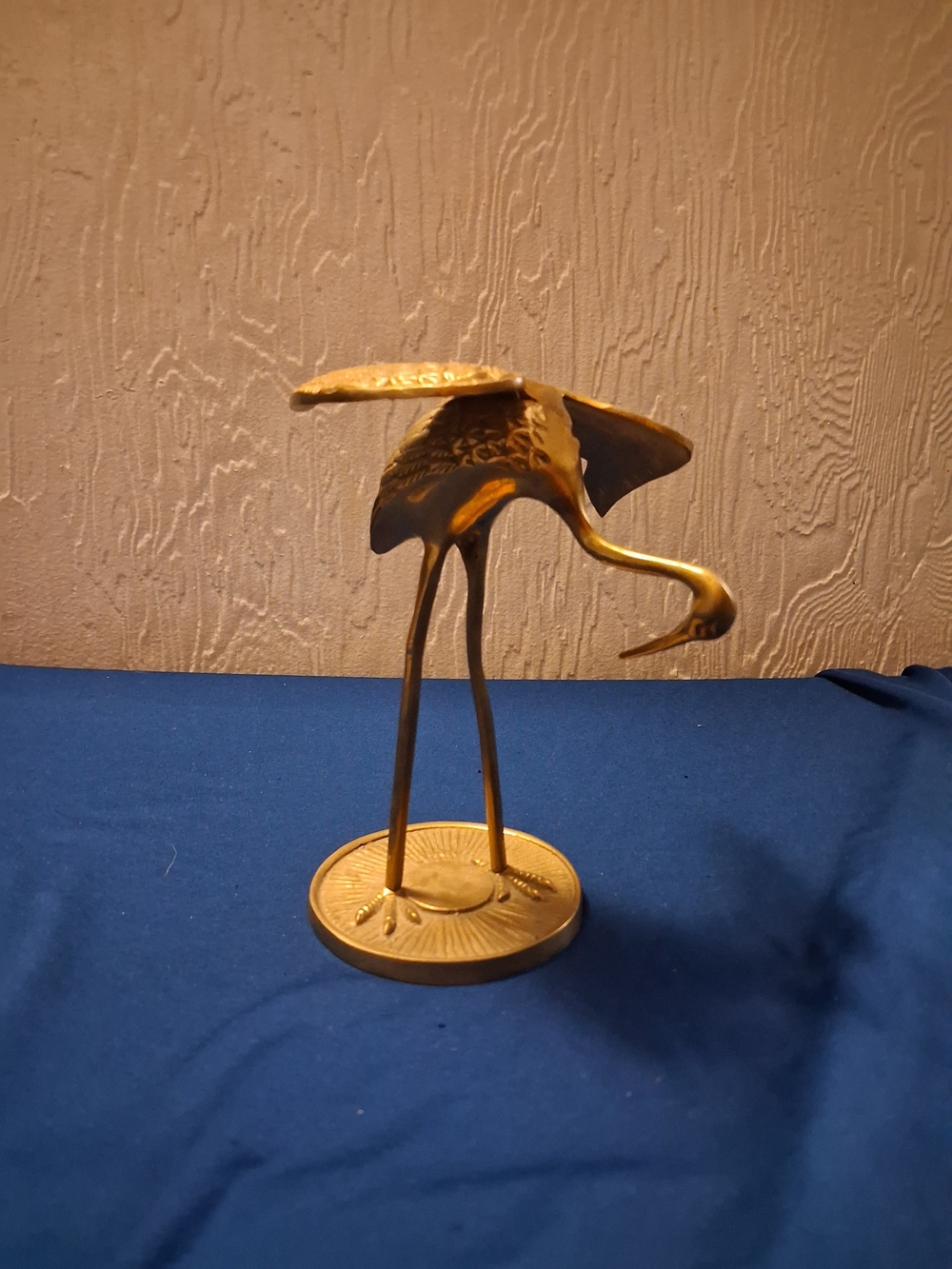 Vintage Solid Brass Crane Heron Egret Figurine Mid Century Modern Statuet